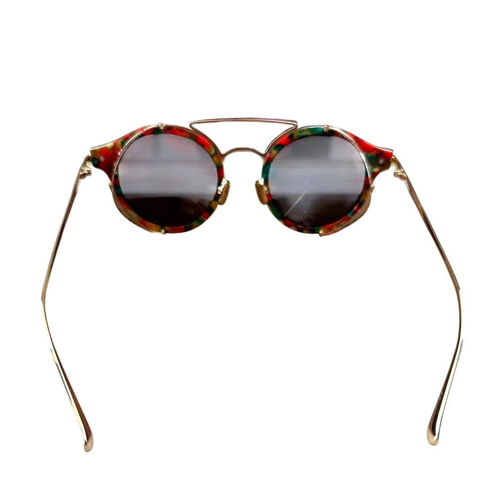 HADID Jetsetter Sunglasses Multicolor Round Mesh Side Shield Gold Case EXCELLENT